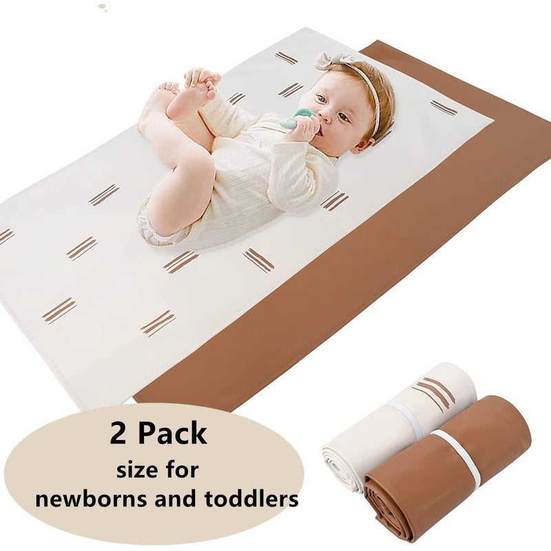 Owlowla Baby Diaper Changing Pad Portable Changing Mat Travel Changing Pad Liner for Baby and Small Toddler(Classic Brown&Brush Strokes) - Image 2